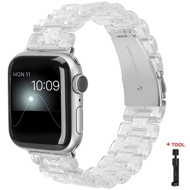 Resin Strap for Apple Watch Band 44mm 40mm 45mm 41mm 38mm 42mm Bracelet Correa iWatch Series 3 4 5 6 Se 7 Replacement Watchband