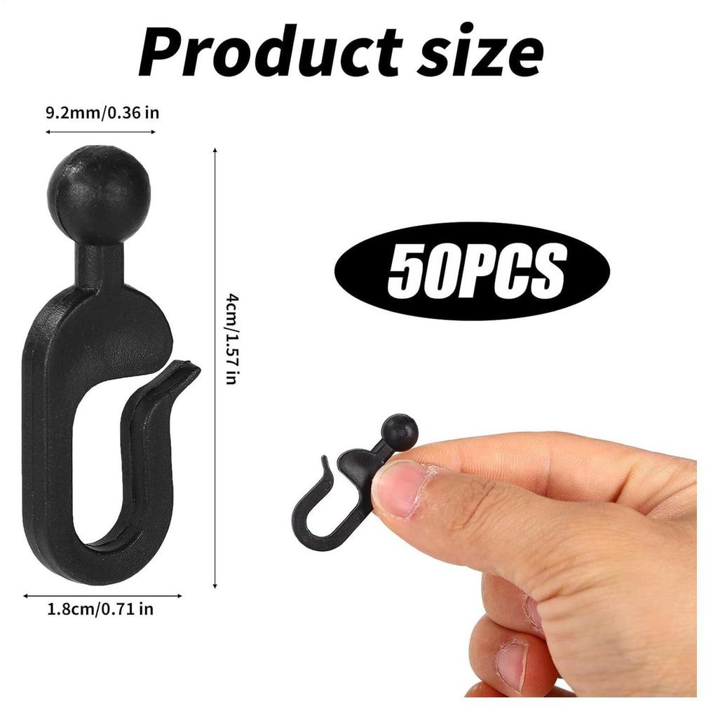 50 Pieces Gazebo Curtain Track Heavy Duty Drapery Hooks Windproof Invisible Netting Hanger Outdoor Gazebo Hardware for Camping