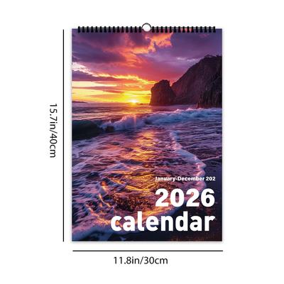 1 Stück Naturlandschaft Wandkalender -Szenisches Thema, 12 verschiedene Designs, Geeignet als Geschenk für Geburtstage, Weihnachten und Neujahr