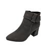 Suede Thick Heel Martin Boots Women's Shoes Foreign Trade Large Size British Style Pointed Belt Buckle Korean Version Thick Heel Short Boots