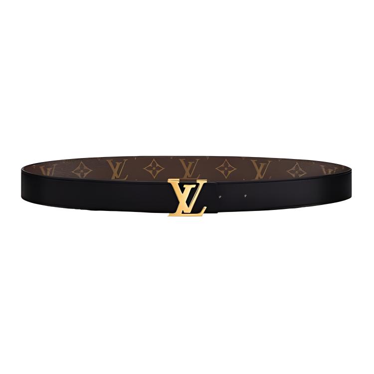 LOUIS VUITTON Monogram Canvas Leather Belts Womens Black/Brown Width 3cm