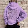 Women's Fleece-Lined Skull Print Hoodie with Kangaroo Pocket
