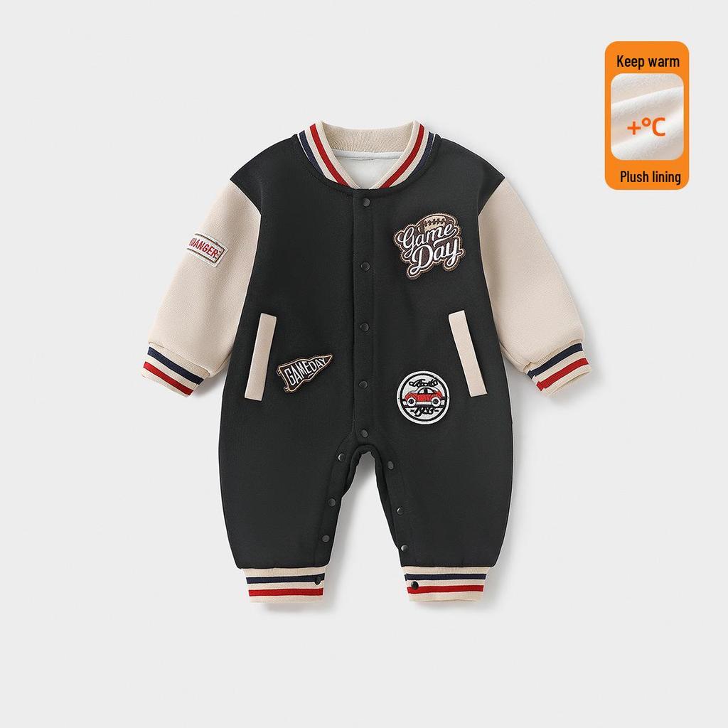 Baby Warm Padded Jumpsuit: Autumn/Winter Newborn Crawling Suit for Boys & Girls, Thick Cotton Toddler Bodysuit.