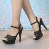 Dámské letní nové sandály na vysokém podpatku 2025 - 13cm tenký podpatek, vodotěsné s kamínky, ideální pro molo a společenské příležitosti