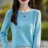 Novo Estilo Outono e Inverno Pulôver Feminino Gola Redonda, Manga Comprida, Suéter Básico Tricotado Solto