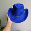 Cowboy Hat Suede Solid Color Men and Women Wide Brim Jazz Hat Outdoor Sun Hat Suitable for All Kinds of Parties Knigh