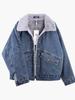 Women's Stylish Korean Velvet-Lined Denim Jacket – Warm, Casual, Loose-Fit Cotton Winter Coat