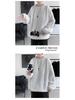 Hong Kong Style Men's Chic Lamb Wool Sweater: Trendy Loose Fit, Solid Color, Autumn/Winter, Plus Velvet Thick Jacket for Couples.
