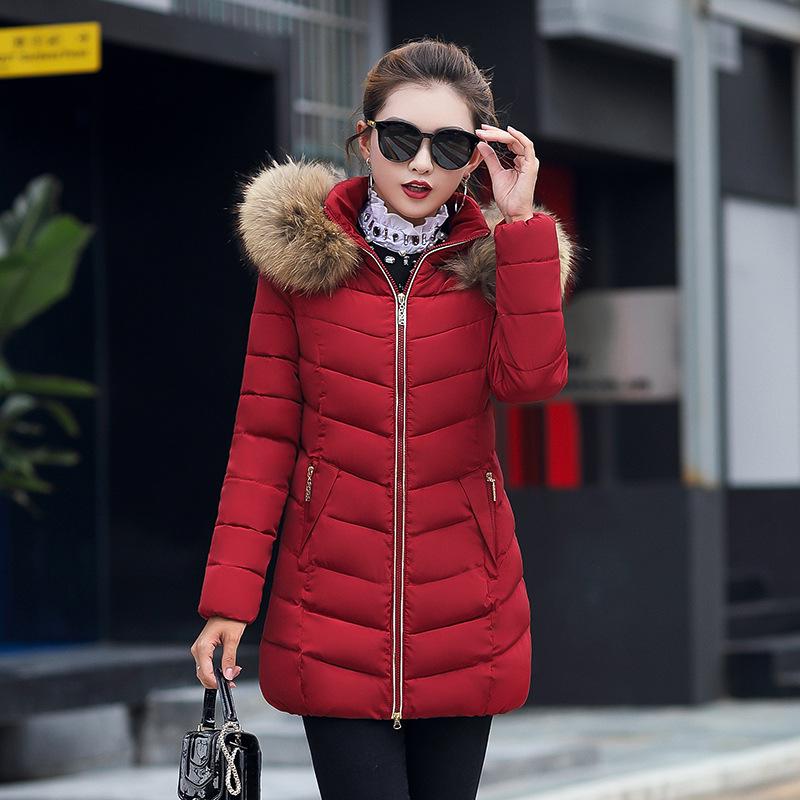 Wool Collar Hooded Winter Jacket Parkas Women's Jacket Thick Warm Cotton Cushion Down Coat Parka Coat Winter Long