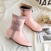 Autumn Winter Girls Boots New Style Sweet Bow Zipper Mid Boots High Heel Women's Boots Pink Lolita Student Boots Plus Size 28-43