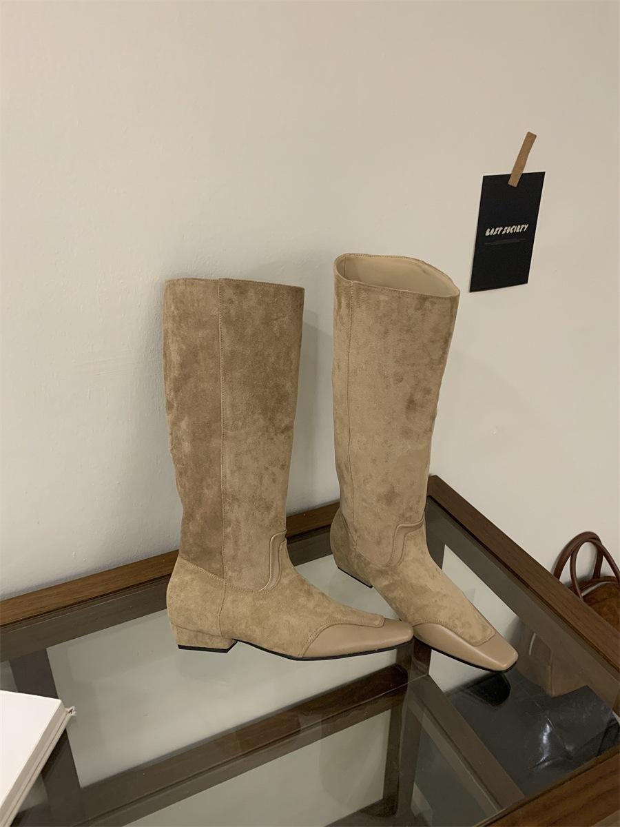 

Suede boots women s 2025 autumn and winter square head inner height increase thick heel fashion boots women s western knight boots 39