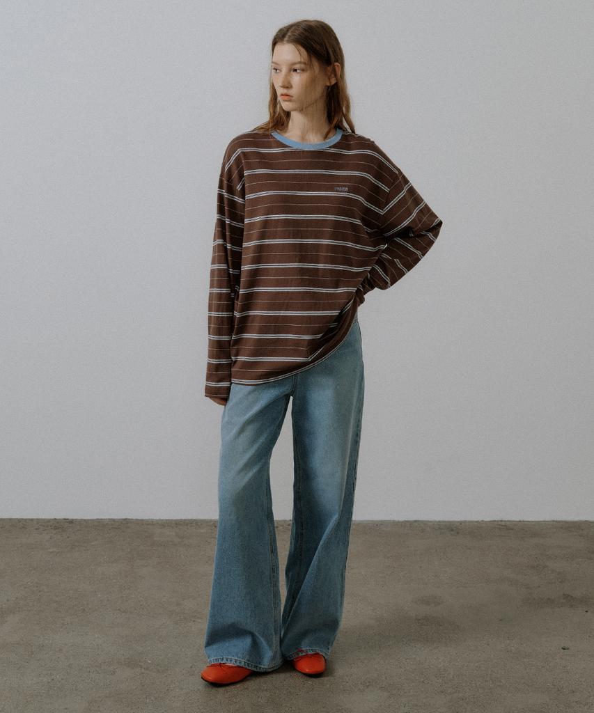 Peulibeo07 Classic Stripe Ringer T-Shirt [Frsp05Lt14]_Brown