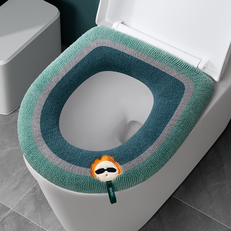 Home Thickened Toilet Seat Pad Four Seasons Universal Winter WC Seat Cover with Handle Washable Cartoon Toilet Mats Rim Cushion