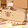 Animal Themed Pencil Pouches Large Capacity Canvas Pencil Case with Portable Lanyard For Kid Adult School Office Travel