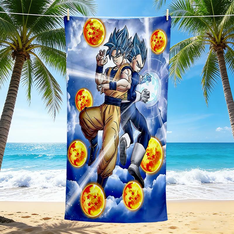 1Pc Dragon Ball Heroes Saiyans Action Beach Towel Quick Dry Multiuse For Beach Pool Gym Yoga Home Travel Christmas Halloween Xmas Gift G1322