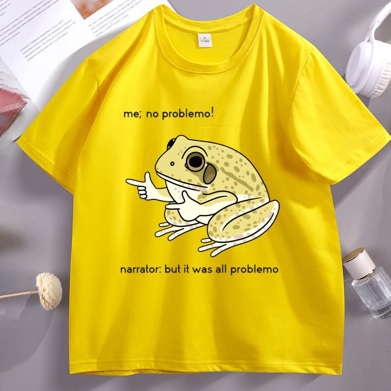 Funny Frog Me No Problemo Tshirt Casual Cotton Short Sleeve Tee Shirt Loose Humor Graphic T Shirts Unisex Women Streetwear Clothes