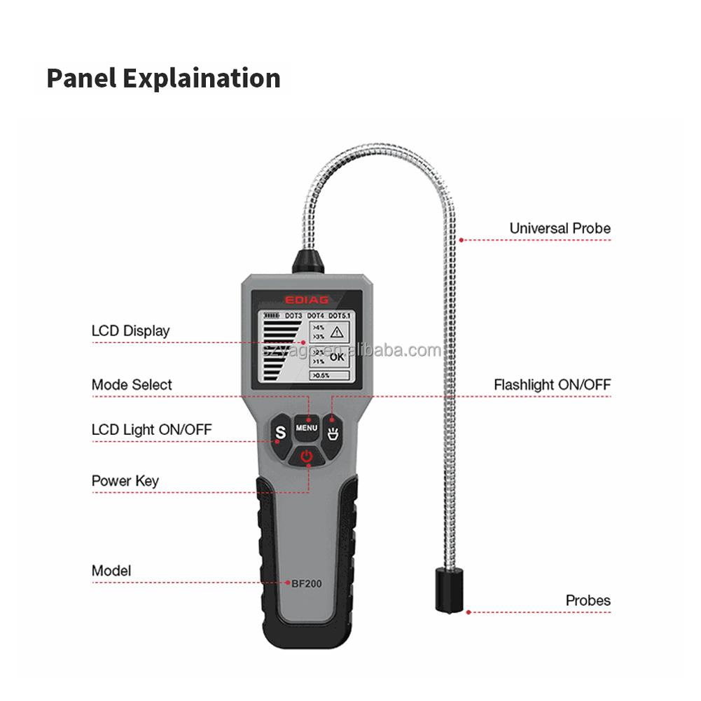 Ediag BF200 Brake Fluid Tester Pen With 5 LED Car DOT3 BF 200 Tester Support DOT3, DOT4, DOT5.1