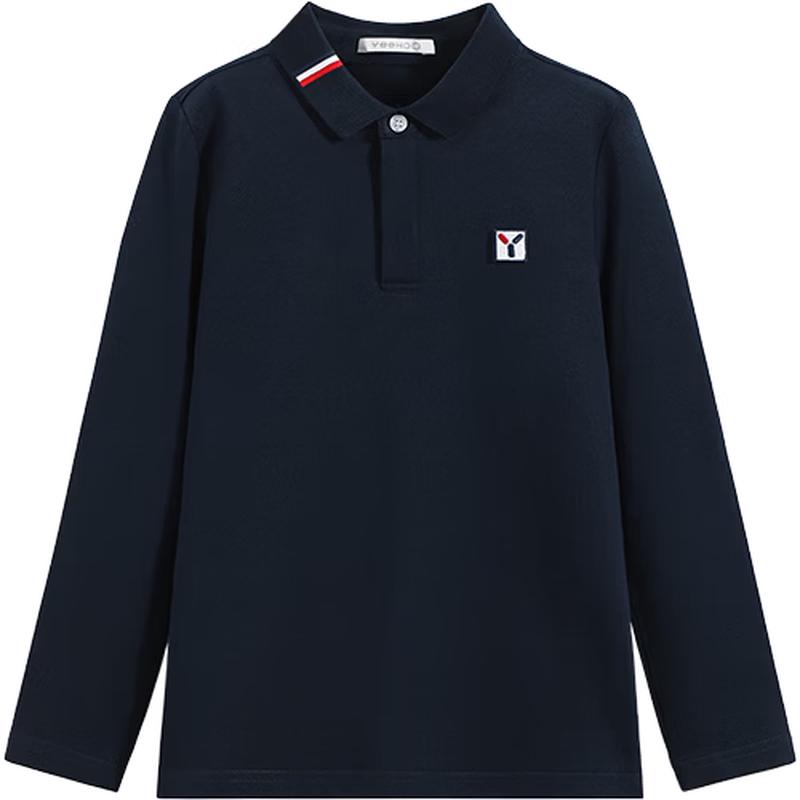 YEEHOO Boys' Anti-Bacterial Long Sleeve Polo T-Shirt