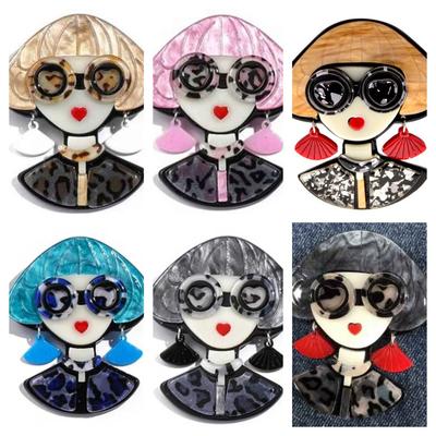 Acrylic Girl Brooch Fashion Acetate Material Pin Clothing Accessories Corsage