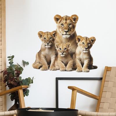 Cartoon Simulation Familie Löwe Glastüren und Fenster Schlafzimmer Haus Verschönerung Wandaufkleber
