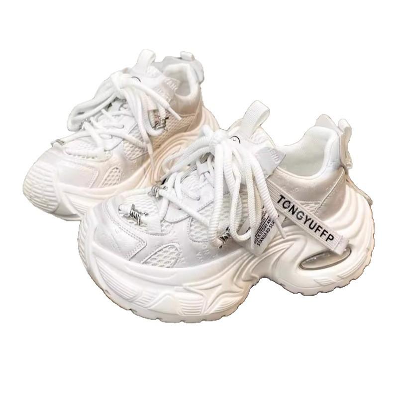 Korean version of thick-soled heightening dad shoes for women 2025 spring and summer new mesh breathable small casual versatile sports shoes