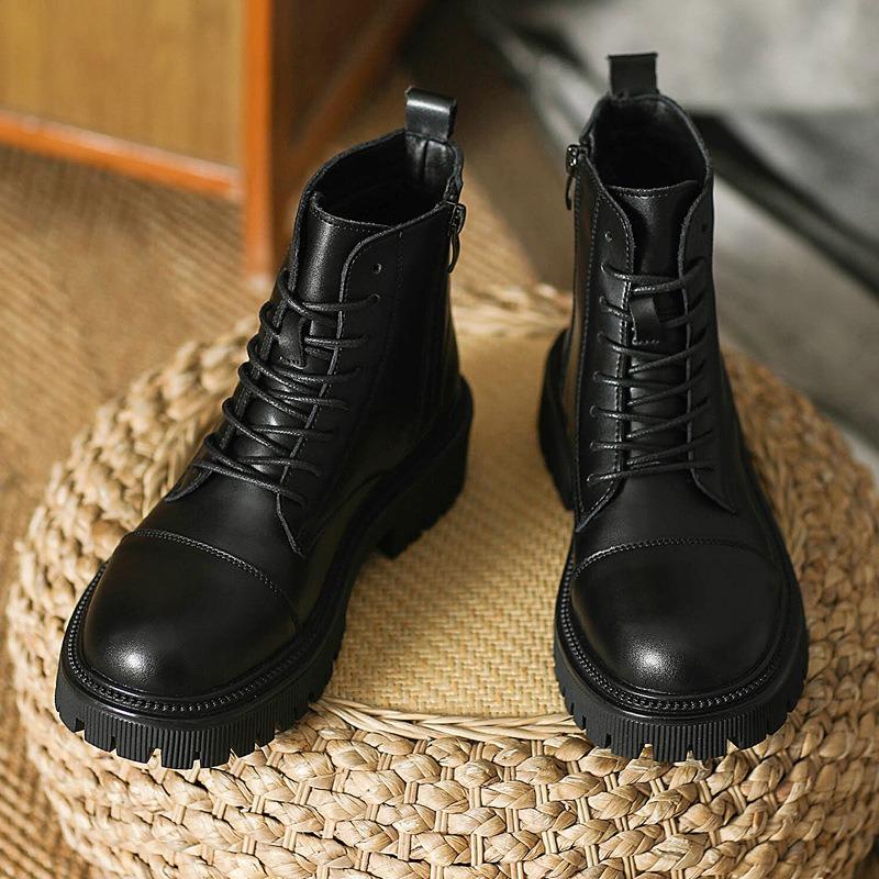 Leather Martin Boots Women's Versatile Spring and Autumn Single Boots Trendy New Boots Thick-soled Short Boots Women