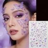1Sheet Color Butterfly Face Stickers Children Eyes Facial Makeup Butterfly Face Gem Decals Crystal Round Diamond Tattoo Stickers