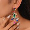 Court Style Diamond-set Flower Water Drop Silver Needle Earrings Fashionable and Exquisite Earrings