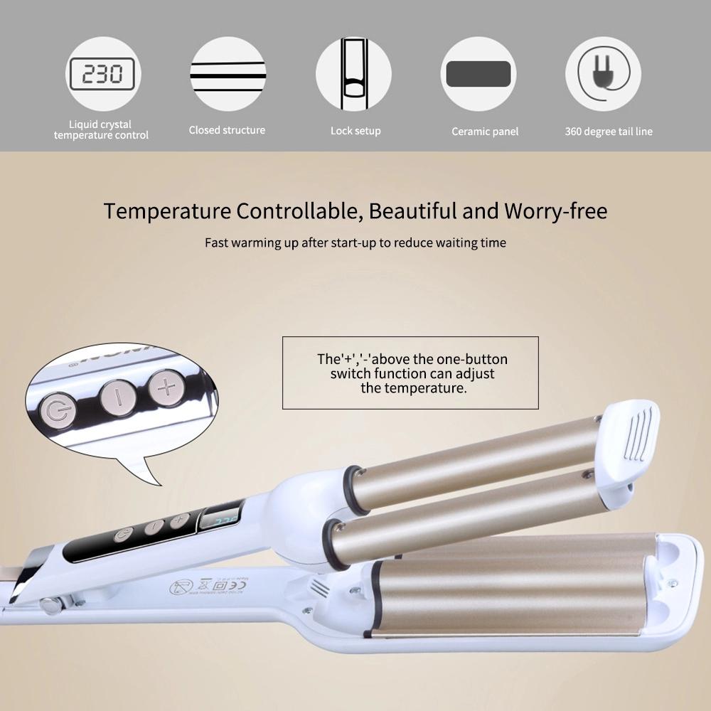 Curly Hair Artifact Three Tube Curling Iron Wave Roll Hair Curler with LCD Display Ceramic Triple Barrel Hair Tools
