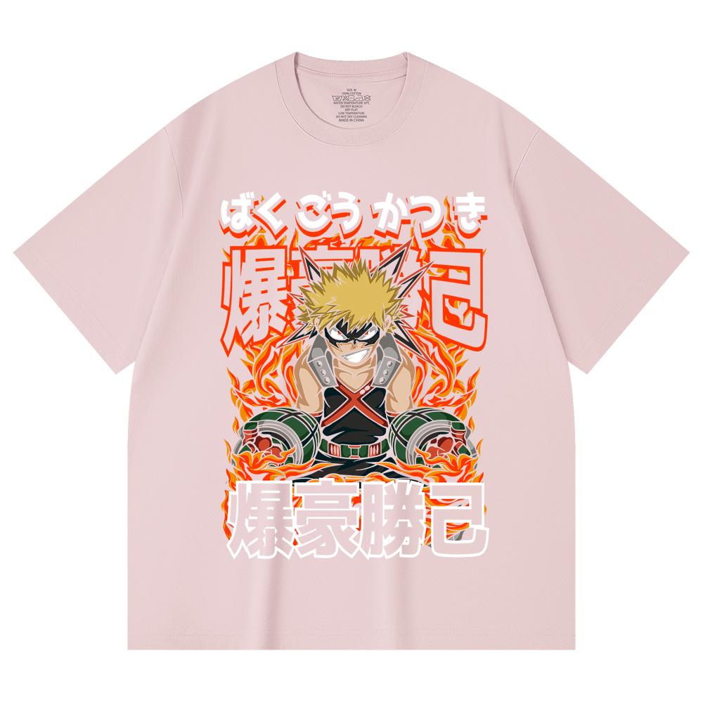 230 Gsm 100% Cotton My Hero Academia V13 Bakugo Print Unisex Heavy Cotton T Shirt