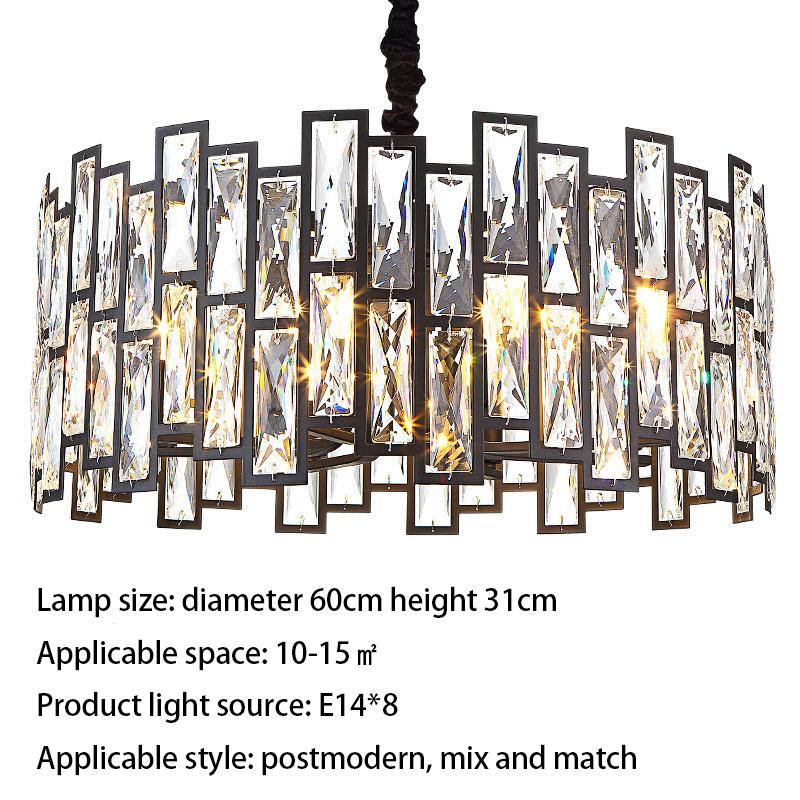 New LED Crystal Chandelier Lamp Luxury Black Lustre Kitchen Island Chandeliers Living Room Dining Home Ceiling Lighting Fixtures
