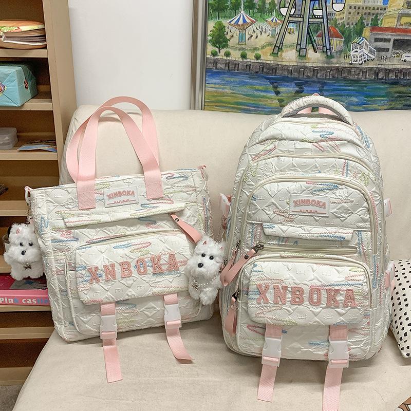 School bag for children, primary school students and girls, high-value two-piece set, large-capacity backpack, fashionable backpack bag.