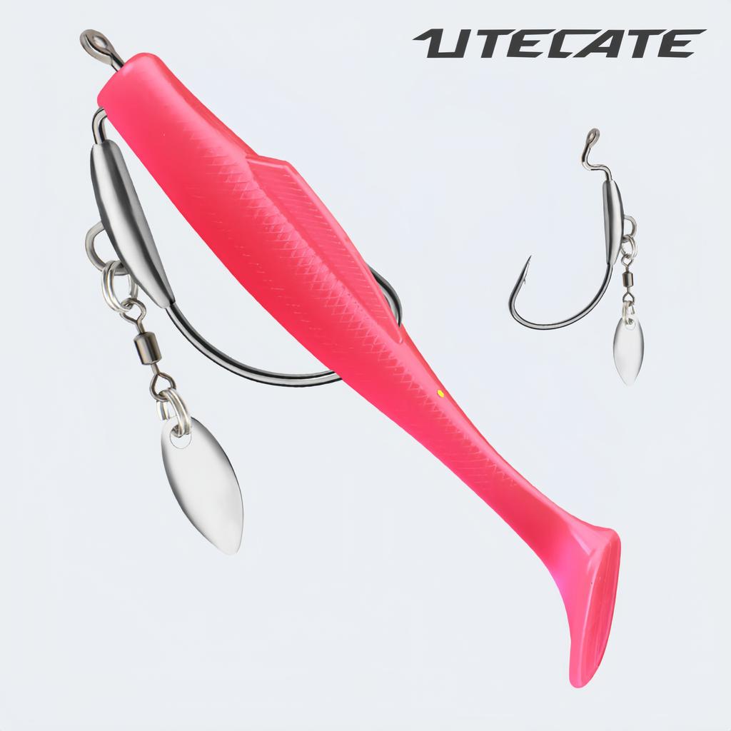 5pcs Heavy-Duty Lead Curved Fishing Hooks with Swivel Lead Head - Hook Point for Catfish, Carp, Pike, Trout - Sinkable Soft Bait for Texas Rig