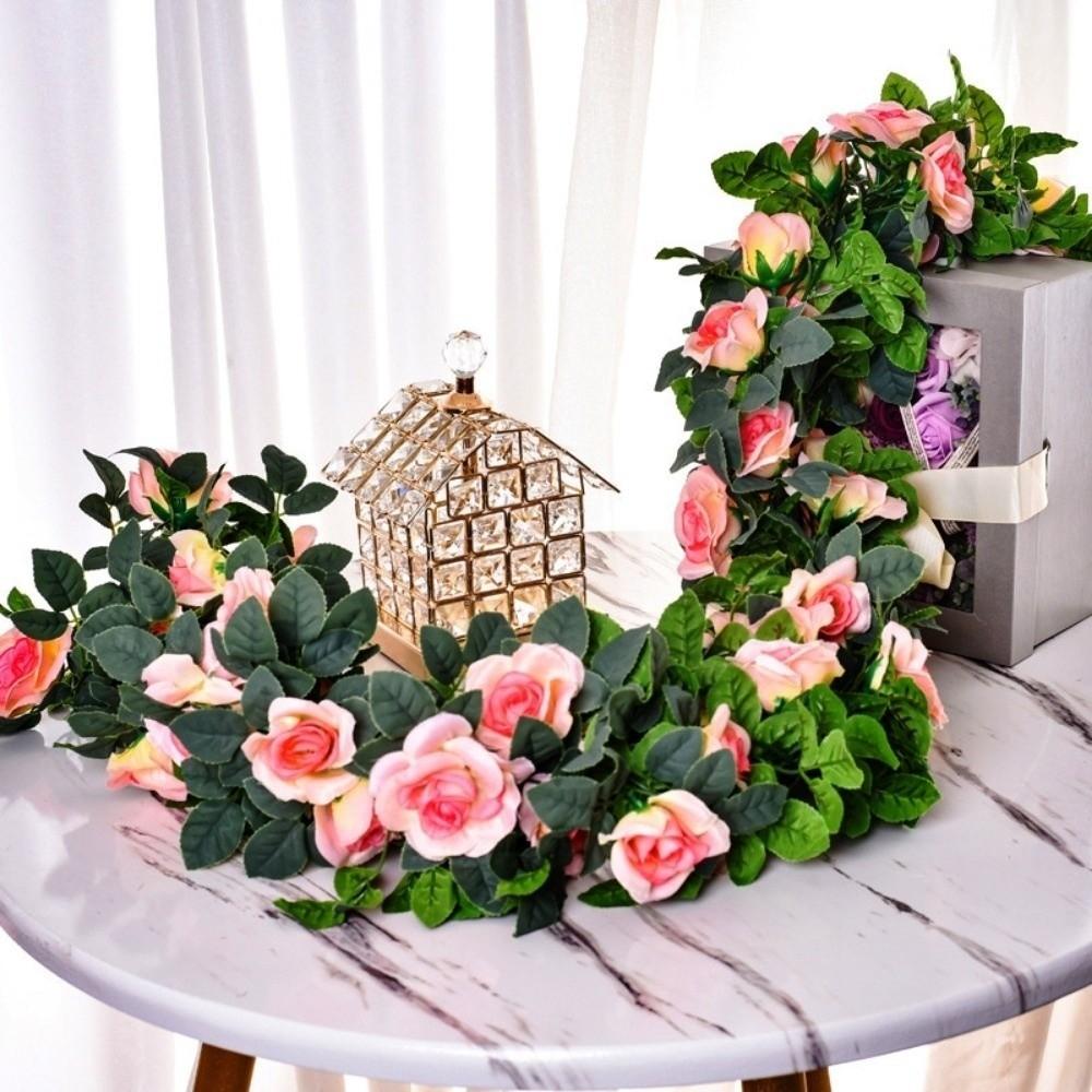 16/69Heads Artificial Rose Vine Plastic Silk Fake Plants Leaves Home Decoration