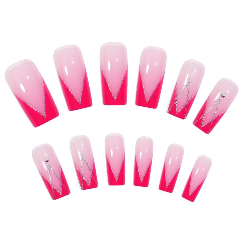 Press On Nail French Tip Nail Square Nail Tips Fake Nail Full Cover False Nail with Designs Artificial Acrylic Nail