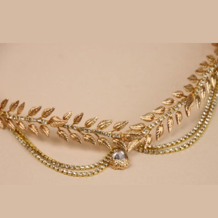 Halloween Headdress Leaf Headbands Bride Crystal Floral Hair Accessory for Costume Parties Fashionable Look