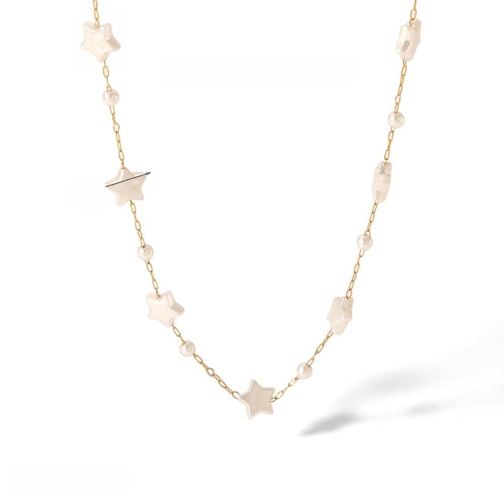 Style Heart Pearl Necklace For Women With Star Pendant And Olink Chain
