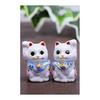 Waza No Kura Ornament Kutani Ware Chibi Lucky Cat Sakura-chan Opening Celebration Birthday Present Pair Gift