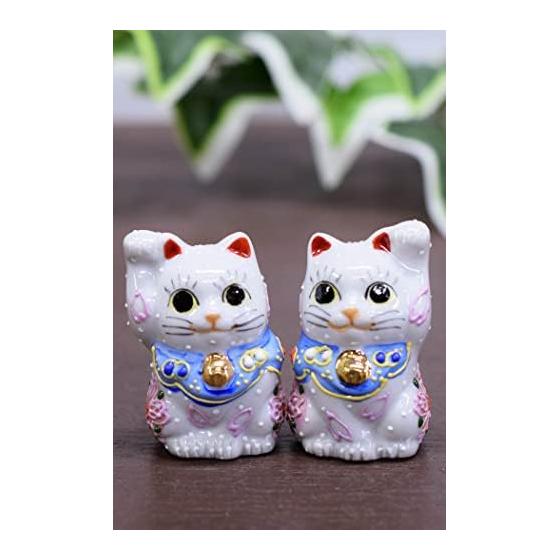 Waza no Kura Ornament Kutani Ware Chibi Lucky Cat Sakura-chan Opening Celebration Birthday Present Pair Gift