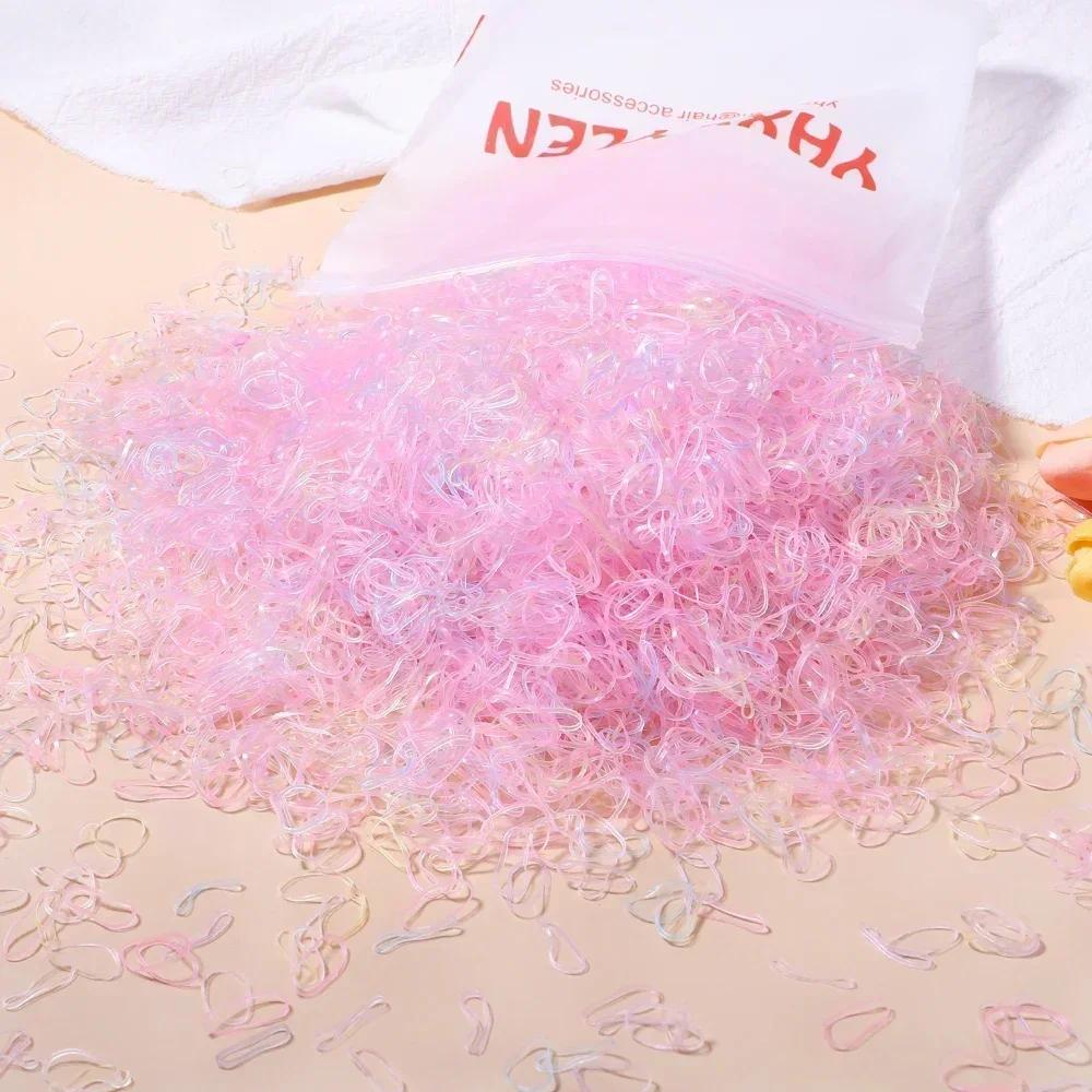 500pcs Girls Colourful Disposable Rubber Band Hair Ties Headband Children Ponytail Holder Bands Kids Hair Accessories Scrunchie