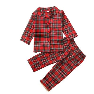Children's Red Plaid Home Clothes Set
