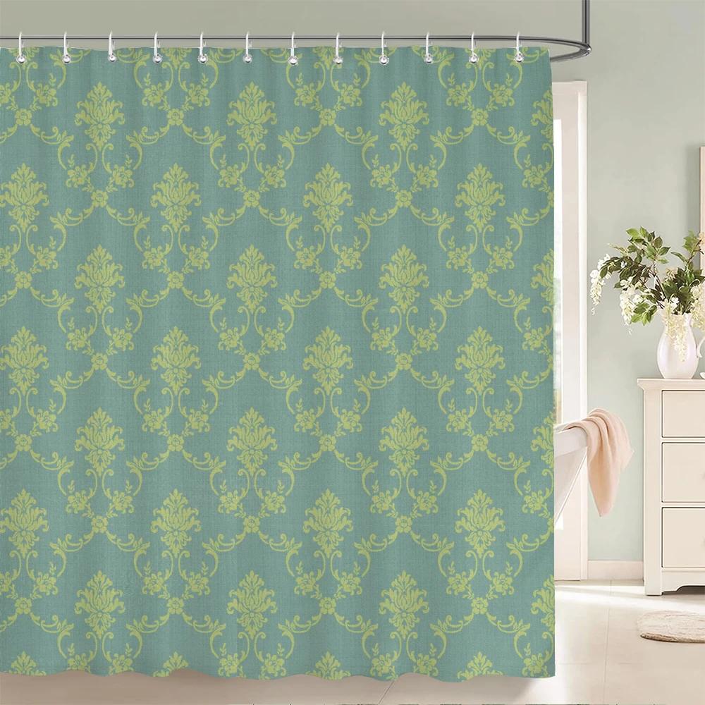 1 Pcs simple printing polyester shower curtain waterproof fabric, European elegant pattern bathroom partition curtain