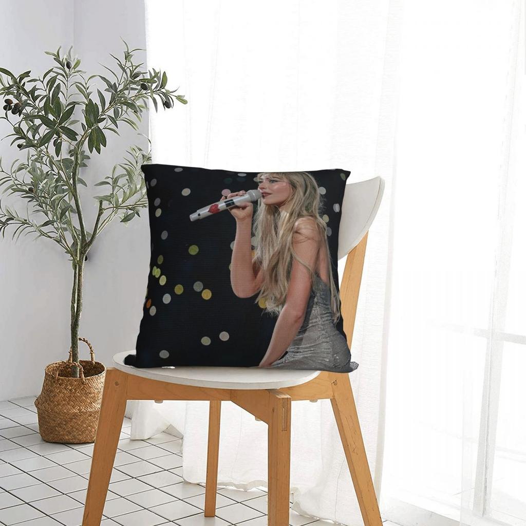 Singer Sabrina Carpenter Square Pillowcases Polyester Car Pop Music Cushion Case Cool Pillowcase 40*40