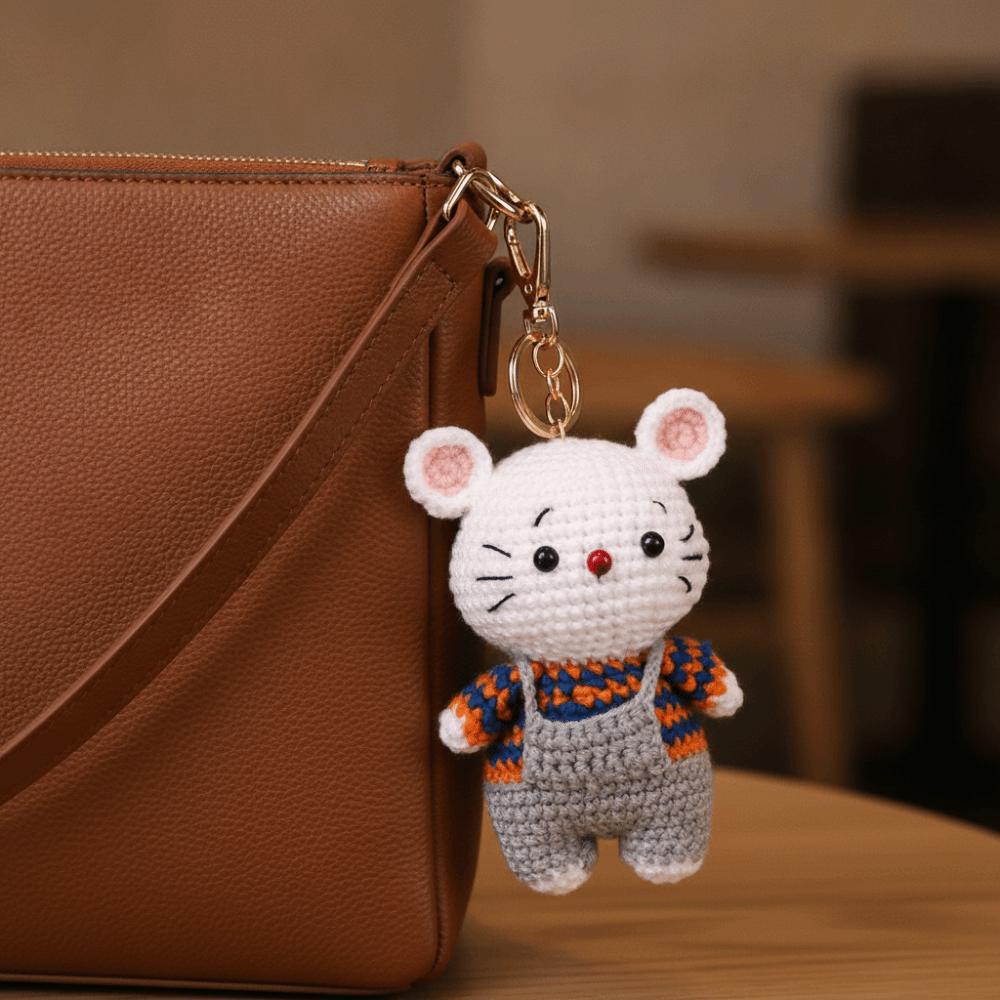 Dog Mini Knit Mouse Pendant Wool Knitting Cat Doll Pendant Keychain Friend Gifts