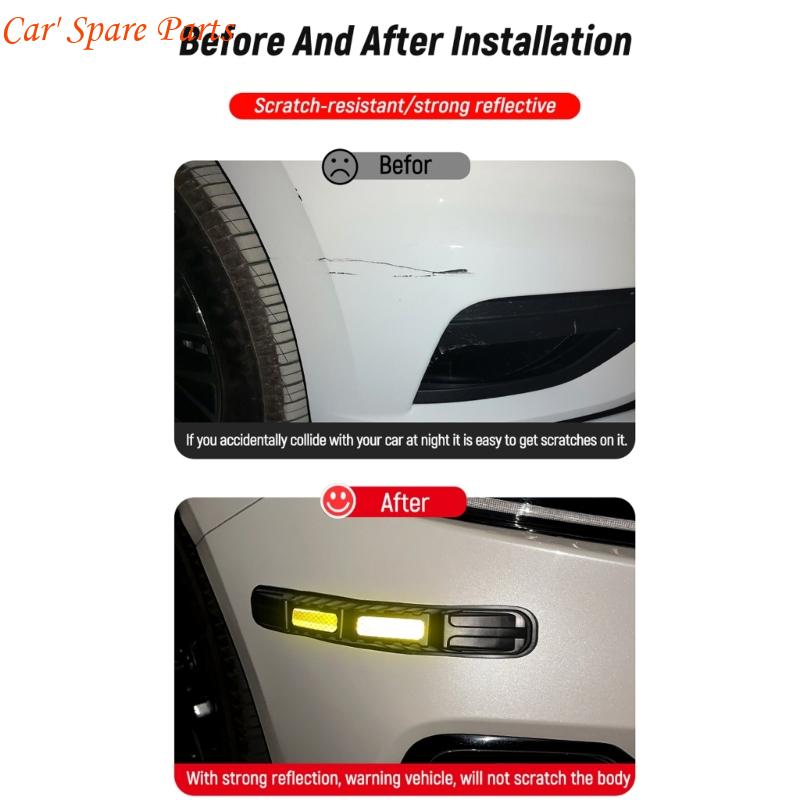 Y4UA 1 Pair Automotive Adhesive Reflective Bumper Guard Tape Anti Collision Strips