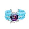 1Pc Demon Hunters KPOP Cartoon Time Gem Bracelet, Leather Braided Blue Multi Layer