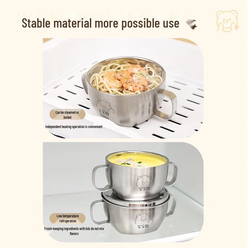 Licheers 316 Stainless Steel Baby Food Bowl Set