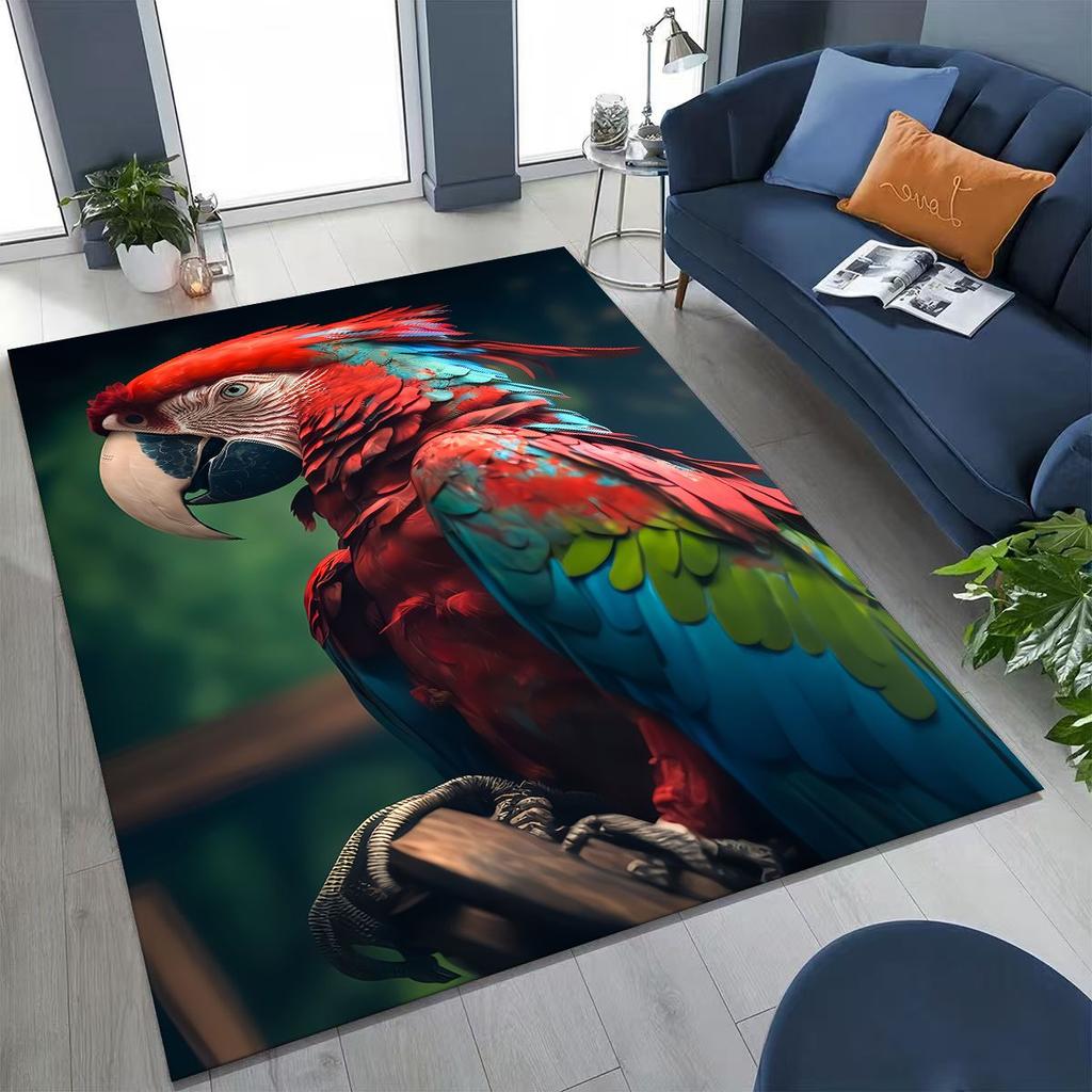 Colorful Tropical Parrot Macaw Natural Birds Art Rug for Bedroom Living Room Sofa Home Doormat Decor,Large Non-slip Floor Mat