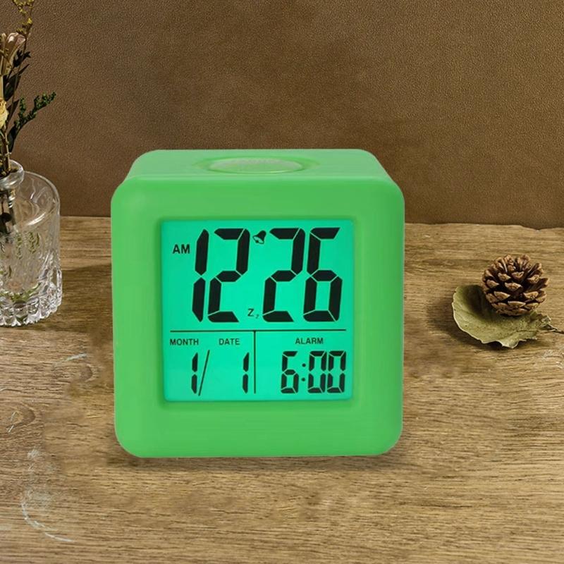 Compact Silicone Square Alarm Clock with Easy to Read Display for Home and Office Use