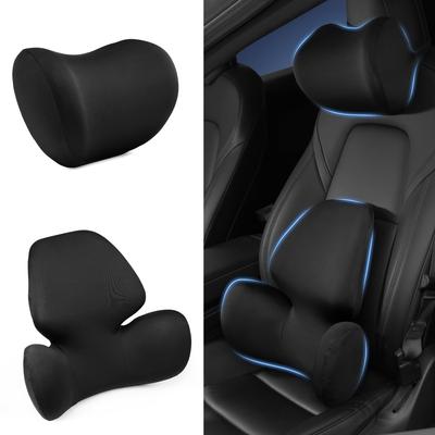 Virauto Oreiller de Soutien Cervical pour Appui-tête de Voiture avec Mousse à Mémoire Respirant pour Cou et Dos Douleurs Cervicales et Dorsales Lavable Facilement Compatible avec Plusieurs